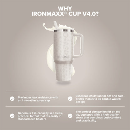 IronMaxx Cup with Handle, Featuring a White Leopard Pattern